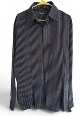 7 Diamonds Vintage Men’s XL Regular Black/White Striped Woven Button-Up