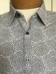 J FERRAR NWOT Long-Sleeve Abstract Black White Cotton Poly Size M 15½ 34/35