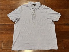 Michael Kors Blue Purple White Mens XL Striped Short Sleeve Button Polo Shirt