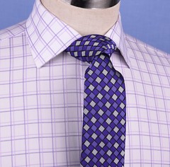Purple Plaids & Checks Designer Formal Business Dress Shirts SIngle Cuff Fashion