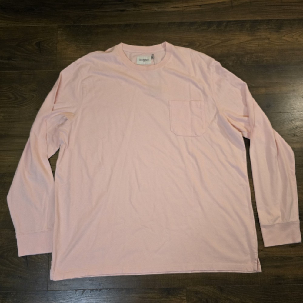 Goodfellow & Co Basic Pocket Tee Mens 2XL Pink Crew Neck Soft Stretch T-Shirt