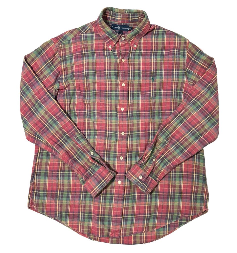 Ralph Lauren Men’s Long Sleeve Custom Fit Cotton Plaid Shirt Size XL