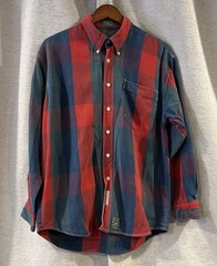 Baxter Brand Natural Clothing Shirt Men’s Medium 100% Cotton Plaid Blue / Red