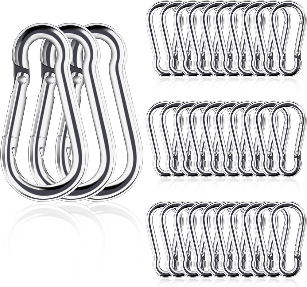 10/30PCS Stainles Steel Carabiner Spring Snap Hooks Heavy Duty Keychain Clip NEW