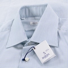 Barba NWT Dress Shirt Size 15 38 In Light Blue Dots 100% Cotton