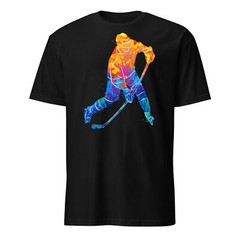 Abstract Colorful Silhouette Hockey Player Unisex T-Shirt Short Sleeve Sport Tee