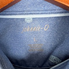 Johnnie O Tiki Head Golf Polo Shirt Mens L Stretch Blue AOP Prairie View Club