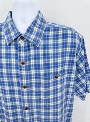 Orvis Men’s XL Hemp Cotton Blend Shirt Classic Fit Blue Check Outdoor Fishing