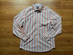 Gap Premium Classic Fit Mens L Plaid Button Down Shirt Red Blue White Cotton