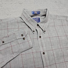 Pendleton Canterbury Cloth Shirt Mens Large Pima Cotton Merino Wool Plaid Button