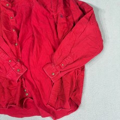 Eddie Bauer Mens L Red Cotton Twill Long Sleeve Button Down Shirt Pocket