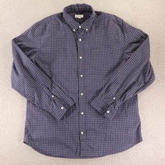 Gap Shirt Mens XL Blue Grid Check 100% Cotton Standard Fit Stretch Pocket
