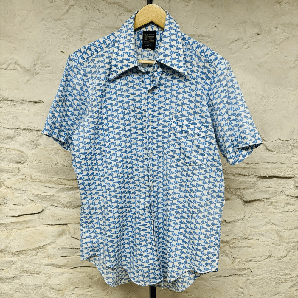 Mr. Van Dyke Vtg 70s Dagger Spread Collar Shirt Absract Pattern Mad Men Disco
