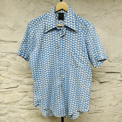 Mr. Van Dyke Vtg 70s Dagger Spread Collar Shirt Absract Pattern Mad Men Disco