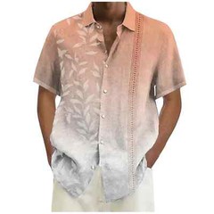 Spring And Summer Men’s Fashion Floral Printed Cotton Linen Solid Color Short
