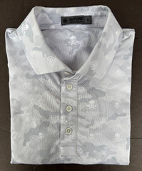 G/Fore Polo Shirt Men’s Large Gray Camo with Skull Golf Polyester / Spandex
