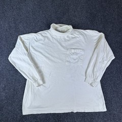 Vtg Giovanni Uomo Shirt Mens Medium Cream Cotton Pocket Long Sleeve Mock Neck