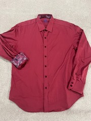 Robert Graham Shirt Mens Large Classic Red Button Geometric Abstract Long Sleeve