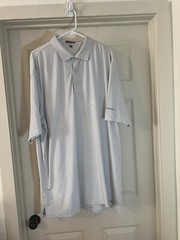 Mens Peter Millar Summer Comfort E4 Polo Shirt Size XL White w/Blue Stripes