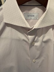 Eton Slim Fit Dress Shirt 16 41 Pink Micro Print Cotton Stretch Mens