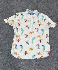 Chubbies Mens Performance Polo Shirt ” The Birds of Polodise” White Size L