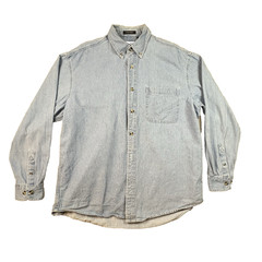 Ultra Club Cypress Denim Men’s L Light Blue Chambray Button Down SEE DESCRIPTION