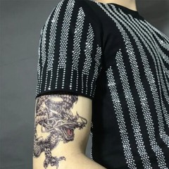 New Men Luxury Diamond Rhinestones Fashion Black T-Shirt High Quality