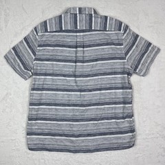 Rowm Shirt Mens XL Short Sleeve Blue Striped Cotton/Poly Casual Button Up