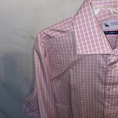 Chester Barrie Dress Shirt Mens Size Large Pink Gingham Business Formal