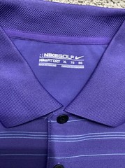 NIKE GOLF FIT DRY ACTIVEWEAR PERFORMANCE CASUAL STRIPE POLO SHIRT PURPLE MEN XL