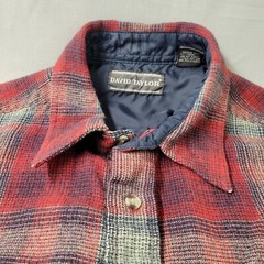 Vintage David Taylor Flannel 100% Acrylic Red Maroon Plaid Men LT Large Tall