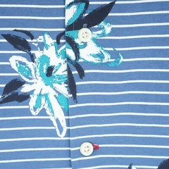 Cremieux Men’s Polo Shirt L Blue White Gray Floral Striped NWT $79.50