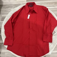 D’Amante Men’s Red Dress Shirt 17 32/33 Long Sleeve Button Front Career PK NWT