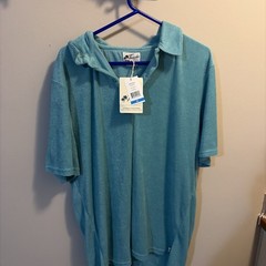 NWT Trunks Surf & Swim Co Turquoise Solid Terry Cloth Velour Shirt Size XL Mens
