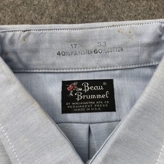 Vintage Beau Brummel Shirt Mens XL 17 33 Blue Button Oxford Mallard Made USA