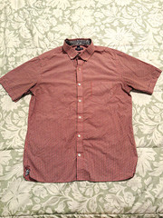 Van Heusen Men’s M Short Sleeve Button-Down Check Shirt Red Blue White Cotton