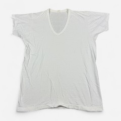 Vintage 70s Fruit of the Loom white cotton v-neck tee XL Paper Thin USA Farmer