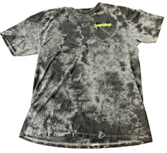 Retro Goosebumps Embroidered Tie Dye T-Shirt Men Large Black Acid Wash Skater