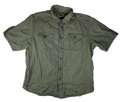 Wrangler Premium Green Grey Outdoor Shirt XL Short Sleeve Cotton Flaws Worker