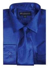 Men’s Fashion Shiny Satin Dress Shirt With Tie And Handkerchief 10 colors SG08