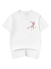 Niepce Men’s Sakura Flowers Embroidery Tee Japanese Streetwear T-Shirt