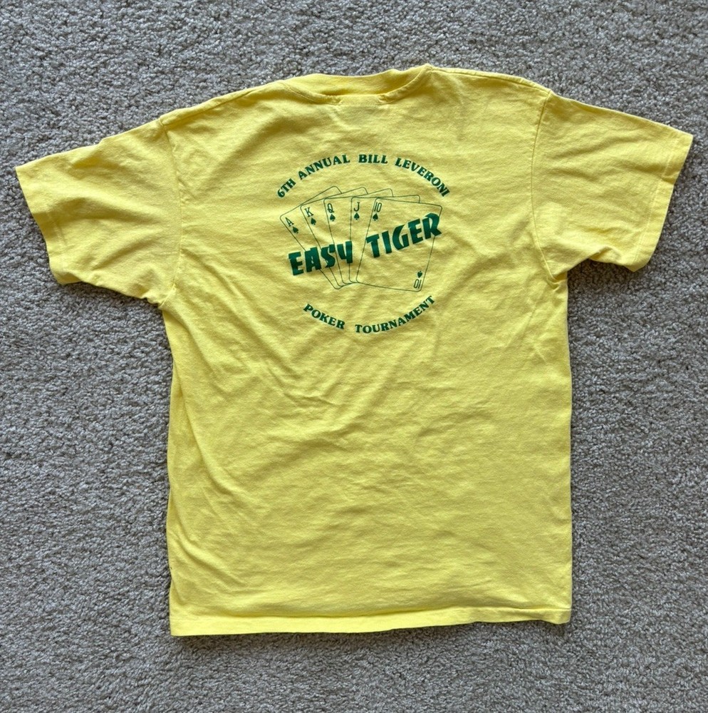 True Vintage 90s “Easy Tiger” Beach Poker Tournament Royal Flush T Shirt Size L
