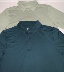Jersey Polo Shirt All in Motion Wicking Stretch No Roll Collar 3 button Wicking