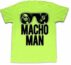 Adult WWE World Wrestling Entertainment Macho Man Glasses Lime Green T-shirt Tee