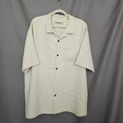 Tommy Bahama cream Silk Short Sleeve Button-Up Shirt w/ Pockets XXL Big & Tall