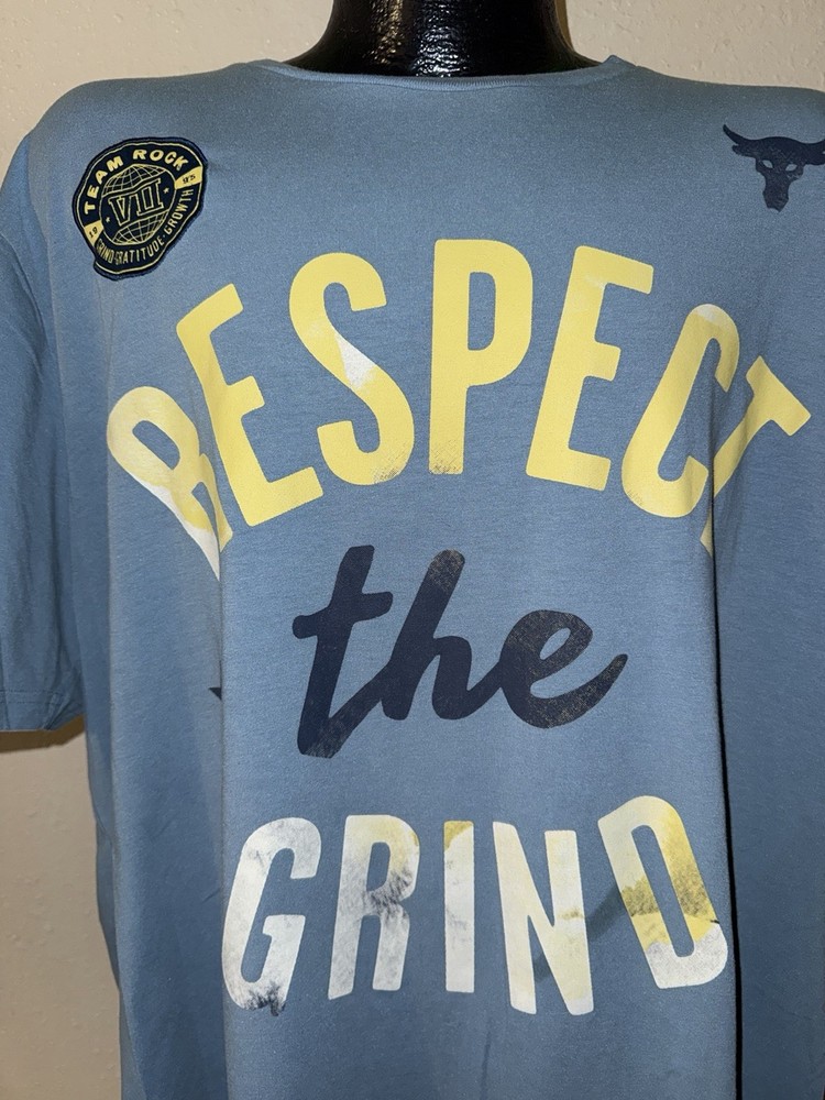 Men’s Under Armour Project Rock Respect the Grind Short Sleeve Blue T-Shirt XXL