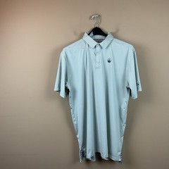 Bald Head Blues Golf Polo Shirt Mens XXL Blue White Stripes S/S Poly Spandex