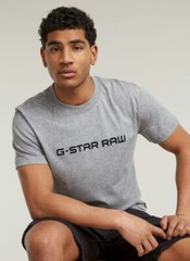 G-Star Raw Script Logo T-Shirt Gray Black New