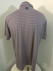 Footjoy Men’s Large Pink Blue Black Striped Short Sleeve Golf Polo Shirt