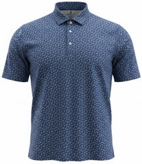 Johnnie-O Featherweight Mens Short-Sleeve All-Over Tropical Navy Blue Polo Shirt
